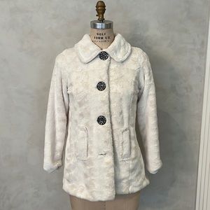 Girls Ivory Faux Fur Jacket